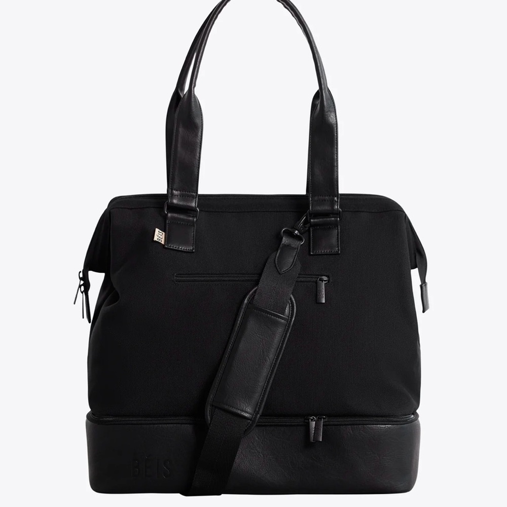 BEIS Mini Weekender Bag Black w/ Laptop Sleeve – Travel Carry-On